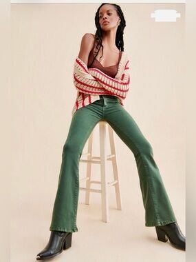 Free People We the Free Jayden Olive Green Flare Jeans